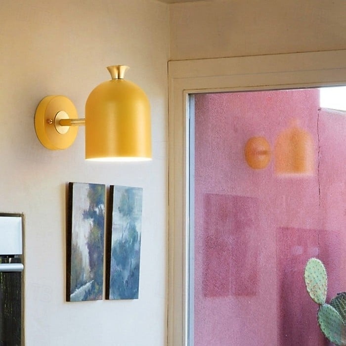 Cute Macaron Wall Lamp, 4 Color Options Green/Pink/Blue/Yellow, E27, Adjustable Cylindrical Lampshade, Metal Wall Sconce for Bedroom, Kids Room, Nursery, Living Room, Nordic Modern Decor 2026 - $90.99 –P11