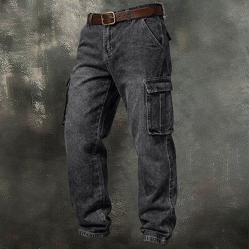 Bărbați Pantaloni Cargo Pantaloni Pantaloni casual Pantaloni din denim Multi Buzunare Picior drept Simplu Confort Lungime totală Casual Zilnic În aer liber Modă Șic Stradă Albastru piscină Negru 2026 - $33.99 –P2