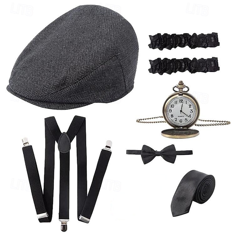 Řvoucí 20s 20. léta 20. století Retro Sada příslušenství Baret Velký Gatsby Gentleman Gangster Maškarní kostým Pánské Karneval Valentýna Párty večerní šaty Plesová maškaráda Koktejlový večírek Dospělí 2026 - $34.99 –P4