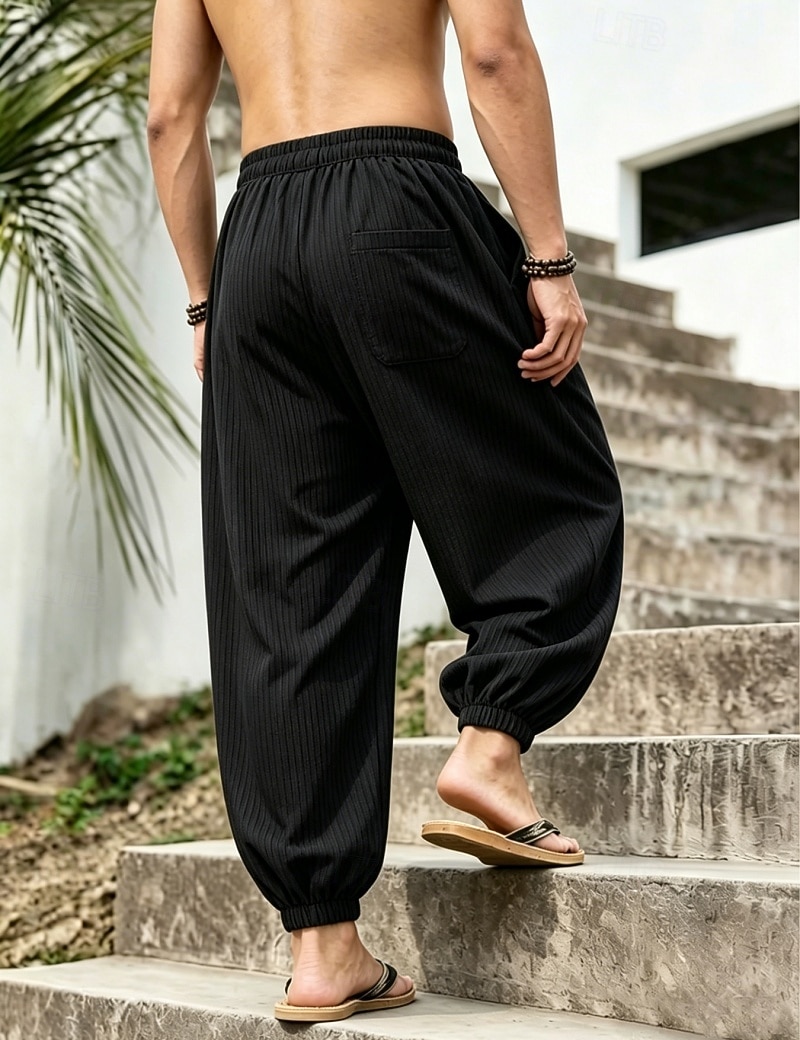 Per uomo Joggers Pantaloni Pantaloni casual Pantaloni a Nido d'Ape Coulisse Tasca Elastico in vita Tinta unica Asciugatura Rapida Leggero Quotidiano All'aperto Vacanza Vacanza Elegante Nero Bianco del 2026 a $26.99 –P12