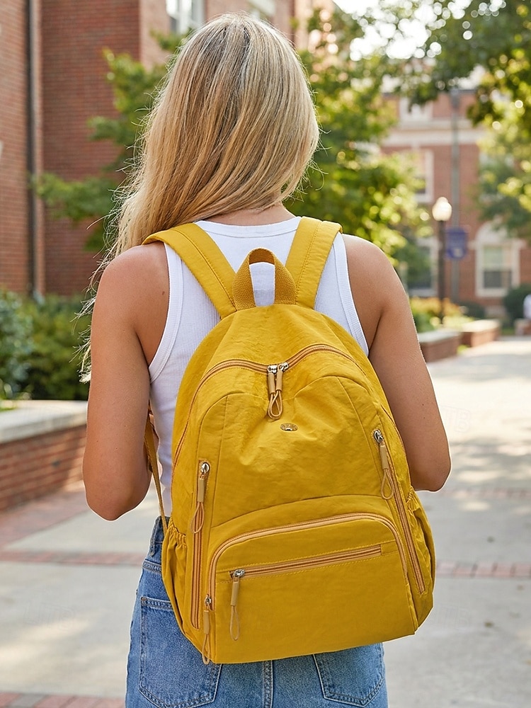 Rucsac impermeabil pentru femei din poliester, opțiuni multicolore, capacitate mare cu buzunare multiple, bretele reglabile, ideal pentru liceu &studenți, întoarcerea la școală, călătorii și ținute 2026 - $19.99 –P4