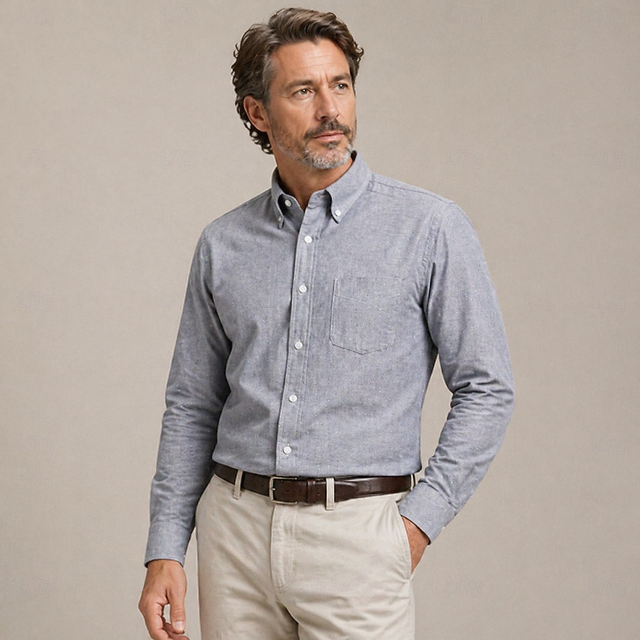Herenoverhemd 100% katoen oxford button-down grijs 2026 - $44.99 –P1
