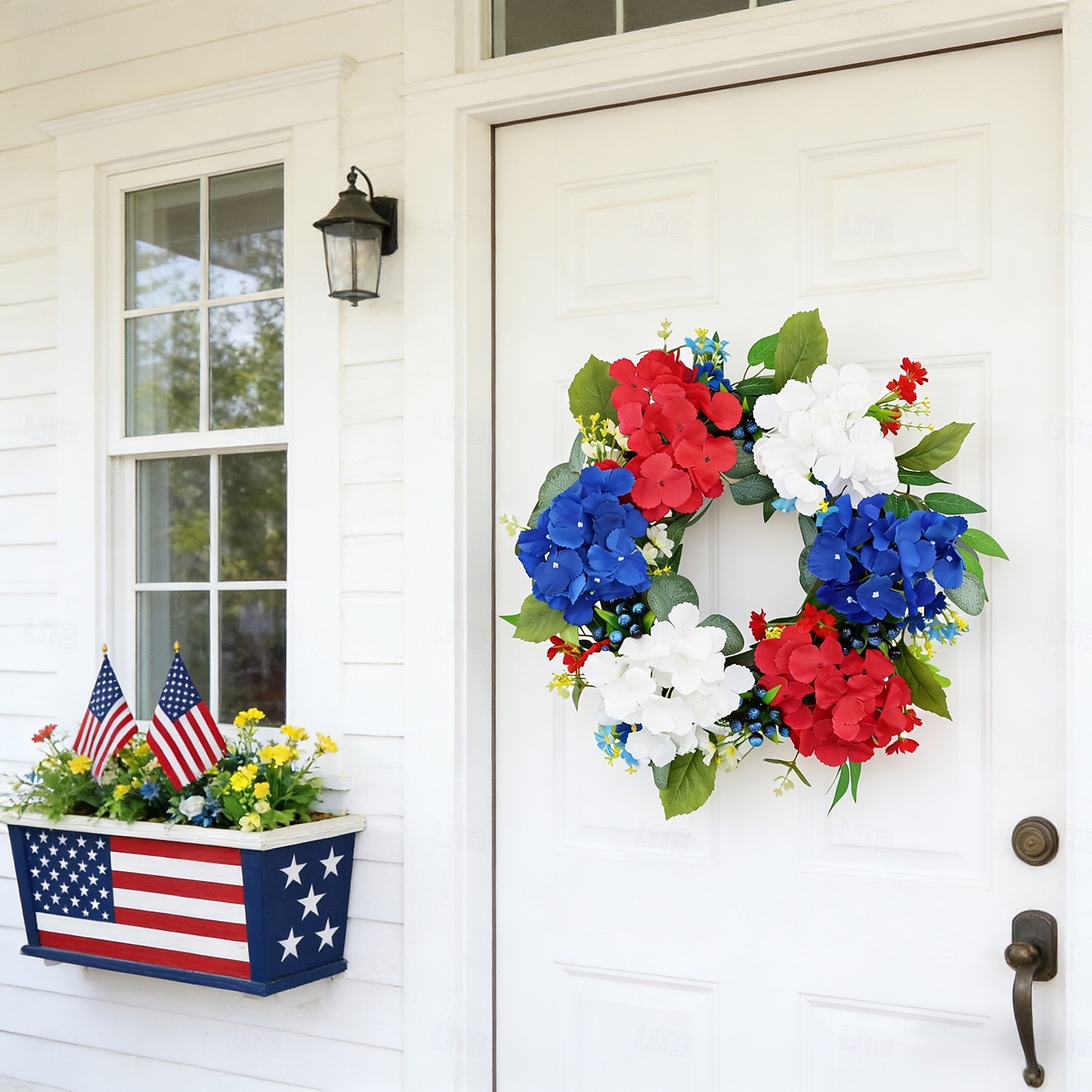 Patriotic Wreath for Front Door 22 Inch 4th of July Red White and Blue Wreaths 250 Anniversary USA Outdoor Decorations America Summer Wreath with Hanger for Home Party Gift 2026 - $30.99 –P1