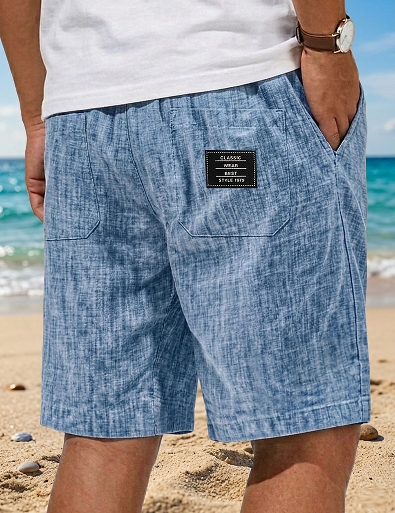 Homme Shorts Shorts en Lin Shorts d'été Shorts de plage Cordon de serrage Taille Élastique Uni Confort Respirant Longueur Genou Occasionnel Quotidien Extérieur ancien Vacances Gris blanc bleu marine de 2026 ? $24.99 –P7