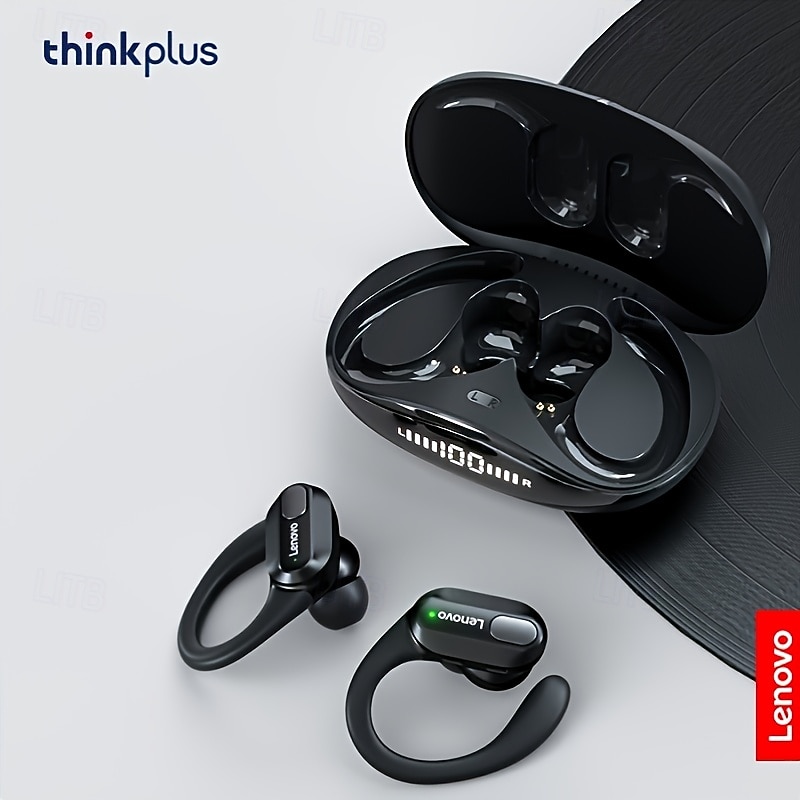 2026年 Lenovo ThinkPlus ワイヤレススポーツイヤホン、Bluetooth 5.3 ヘッドホン（イヤーフック付き）、LED デジタルバッテリー表示付き TWS イヤホン、内蔵マイク、ジム、ランニング、ワークアウト用の防汗仕様  コレクション – $42.99 –P5