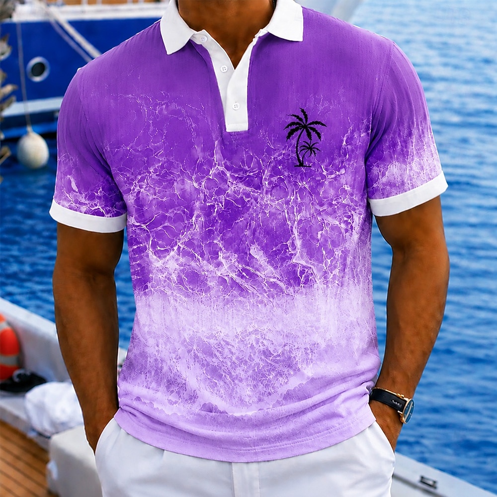 Męskie Ocean Drzewo palmowe Hawajskie koszulki polo Krótki rękaw Koszulki polo Koszule z kołnierzykiem Codzienny Ośrodek wczasowy Athleisure Ubrania wakacyjne Druk 3D Guziki Oddychająca siateczka 2026 - $22.99 –P3