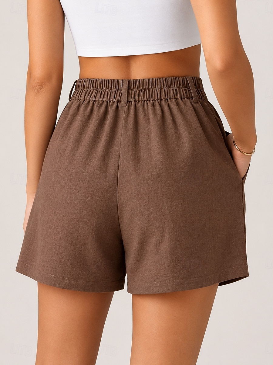 Dam Avkylande Snabbtorkande Burmuda Shorts Elegant Ledigt Kort Hög midja Ledigt Dagligen Hem Svart Vit Militärgrön Aprikos Sommar 2026 - $21.99 –P9