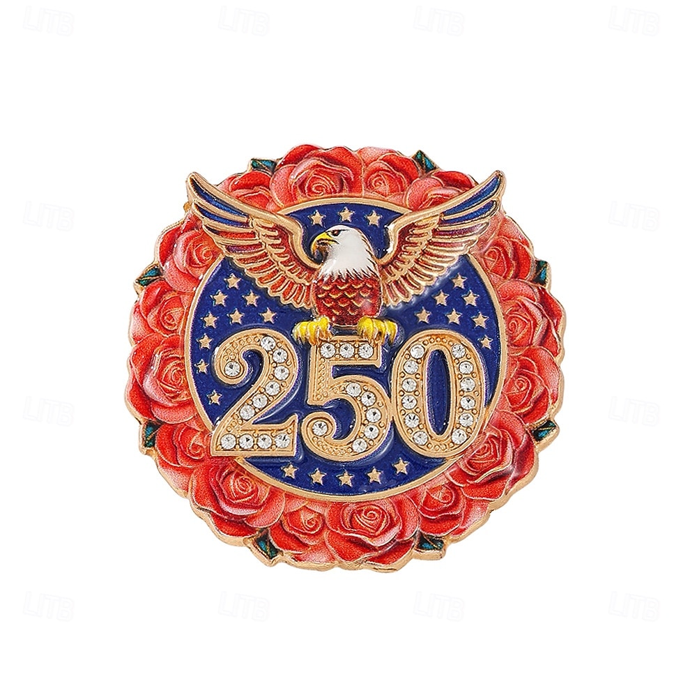 2 Stück US-Broschen zum 250. Jahrestag, patriotischer Adler &Rosenkranz-Anstecknadeln aus Emaille, Gedenkabzeichen mit Strasssteinen (USA 1776–2026), Sammlerstück zum Unabhängigkeitstag und Memorial 2026 - $15.99 –P5