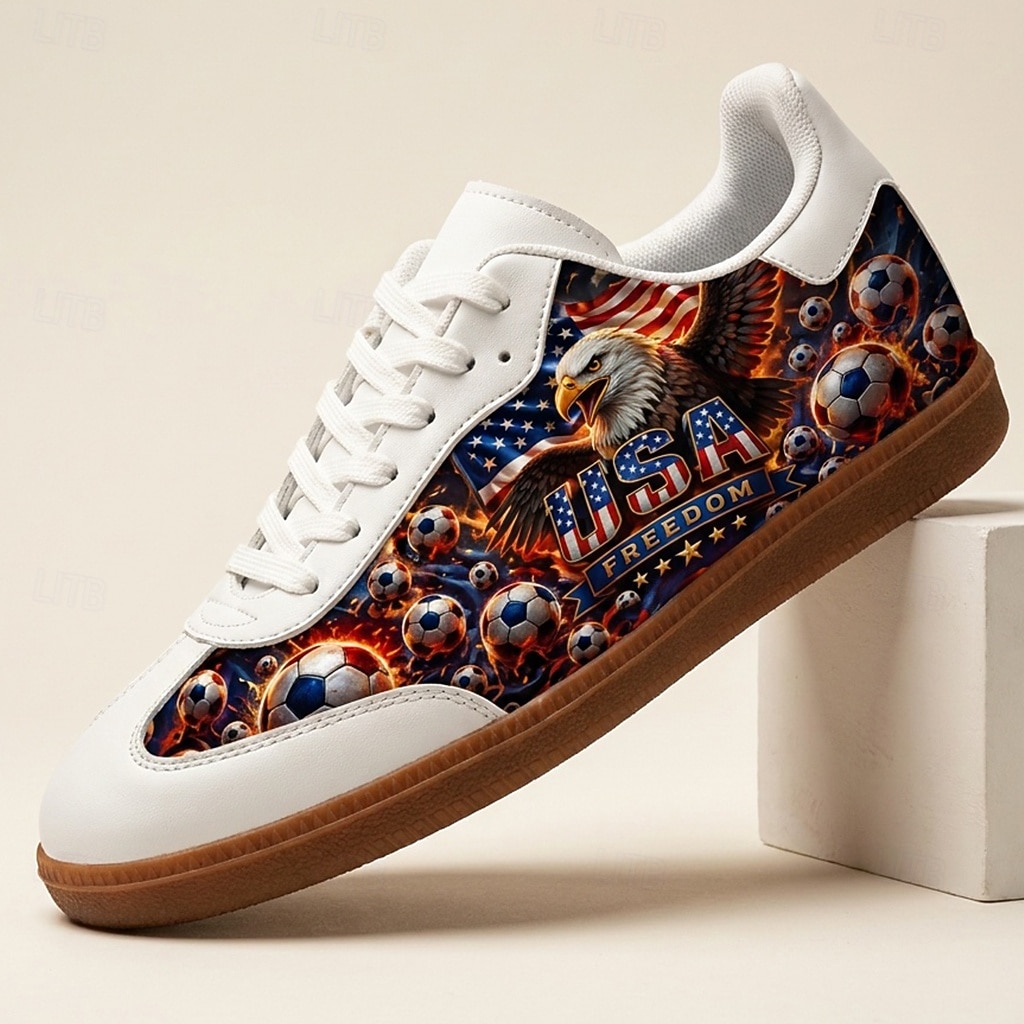 Men's USA Eagle Soccer Print Casual Sneakers Lace-Up Lightweight Comfort Walking Shoes Patriotic Football Fan Footwear for  Match Day, Sports Events, Travel and Everyday Streetwear 2026 - $54.99 –P1