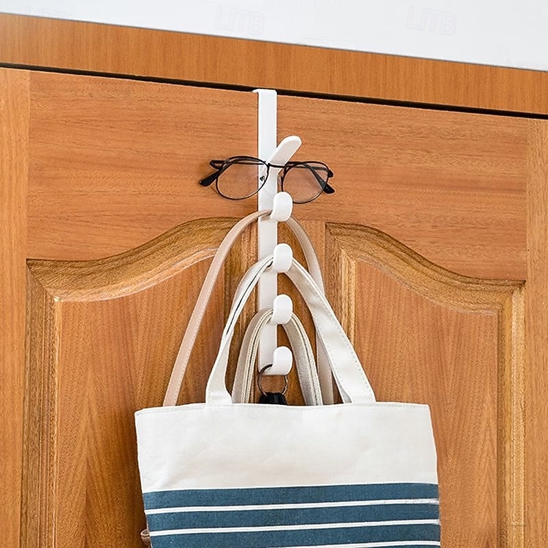 Cabideiro de porta para roupas, organizador de plástico para pendurar roupas na porta, com barra para pendurar bolsas, ideal para quarto e banheiro. &Prateleira para porta de armário de 2026 por $9.99 –P8