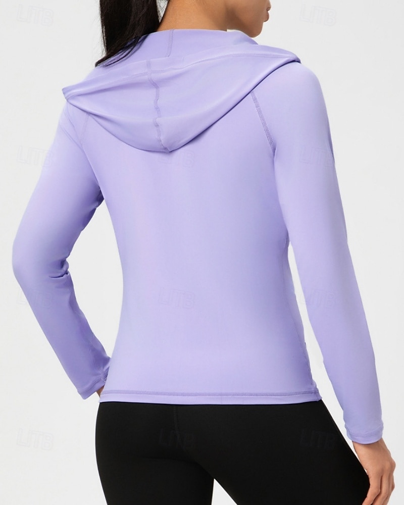 Women's Solid Colored Workout Shirt Tennis Sports Jacket Long Sleeve Zipper Pocket Quick Dry Lightweight Moisture Wicking Breathable Tennis Golf Pickleball Hooded Jacket Black Pink Navy Blue Tennis 2026 - $24.99 –P4