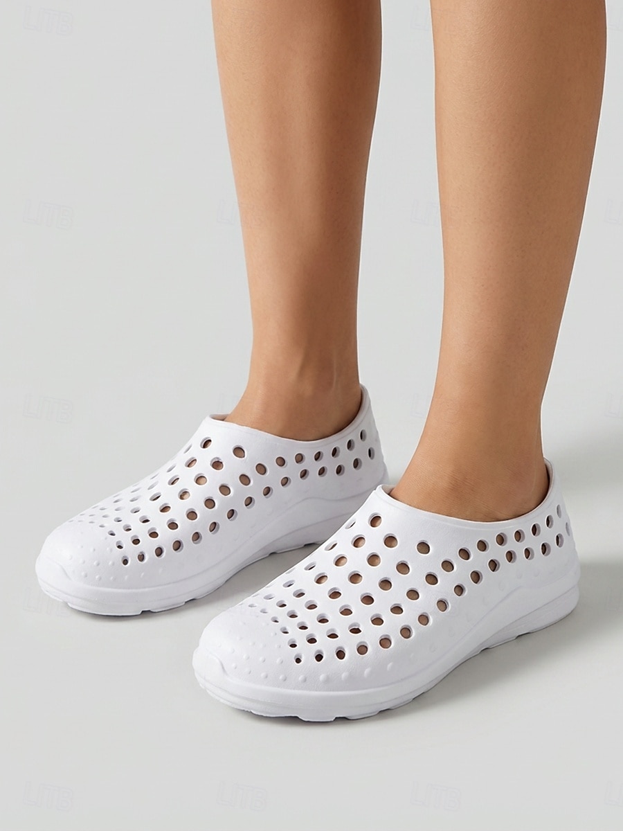 Women's White Breathable Hollow Out Garden Shoes - Waterproof Slip On Clogs for Beach, Pool, Garden Work & Daily Wear 2026 - $24.99 –P4