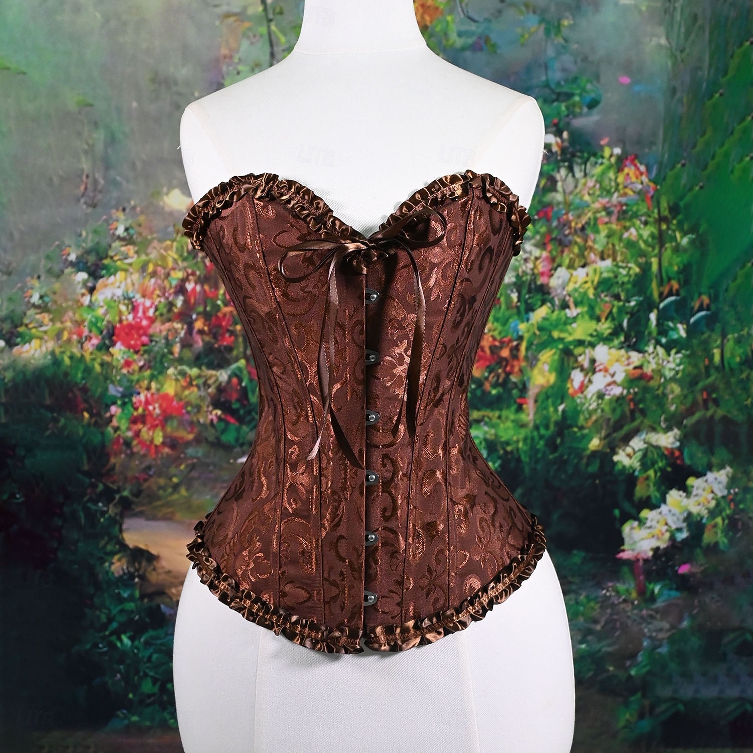 Medieval Renaissance Corset Overbust Corset Noblewoman Jacquard Lace up Floral Fancy Dress Women's Royal Halloween Carnival Renaissance Fair LARP Adults' Corset Spring & Summer 2026 - $36.99 –P9