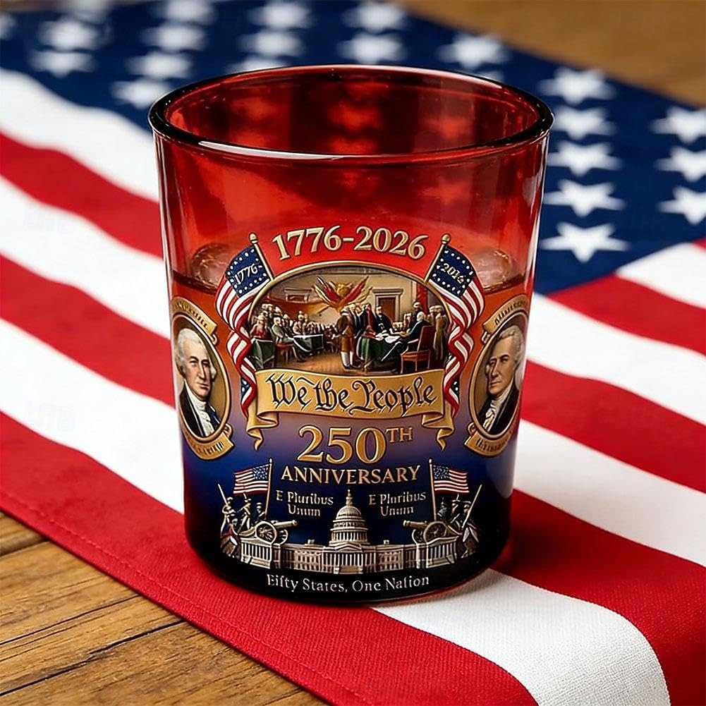 Whiskyflasche zum 250-jährigen Jubiläum der USA &Gläserset „We the People“ – patriotisches Geschenk zum Unabhängigkeitstag (1776–2026), patriotische Karaffe mit 2 Whiskygläsern, Design mit 2026 - $45.99 –P6