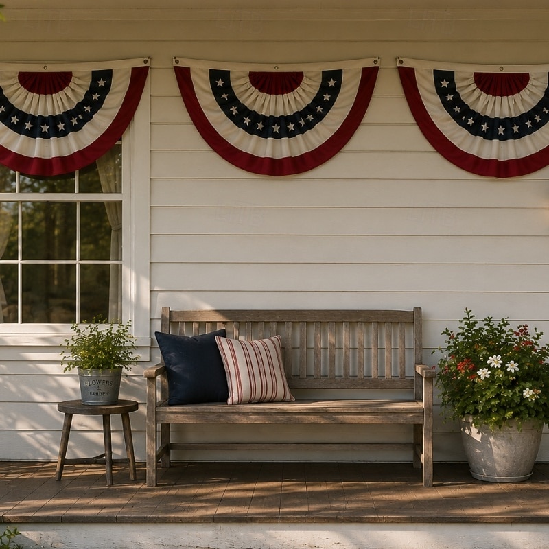 Wimpelkette zum 250. Jahrestag der amerikanischen Flagge für den Außenbereich, gefaltete USA-Fächerflagge 1,5 x 3/3 x 6 Fuß, amerikanische Wimpelketten für patriotische Außendekorationen, Dekorationen 2026 - $29.99 –P2