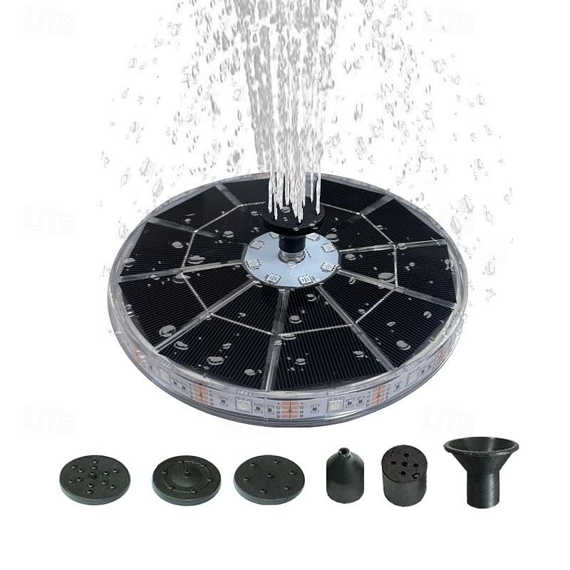 Luzes solares para fonte de água externas à prova d'água, 17 cm, fonte flutuante RGB com mudança de cor, bomba de água movida a energia solar para banho de pássaros, lago, jardim, piscina, pátio e de 2026 por $39.99 –P4