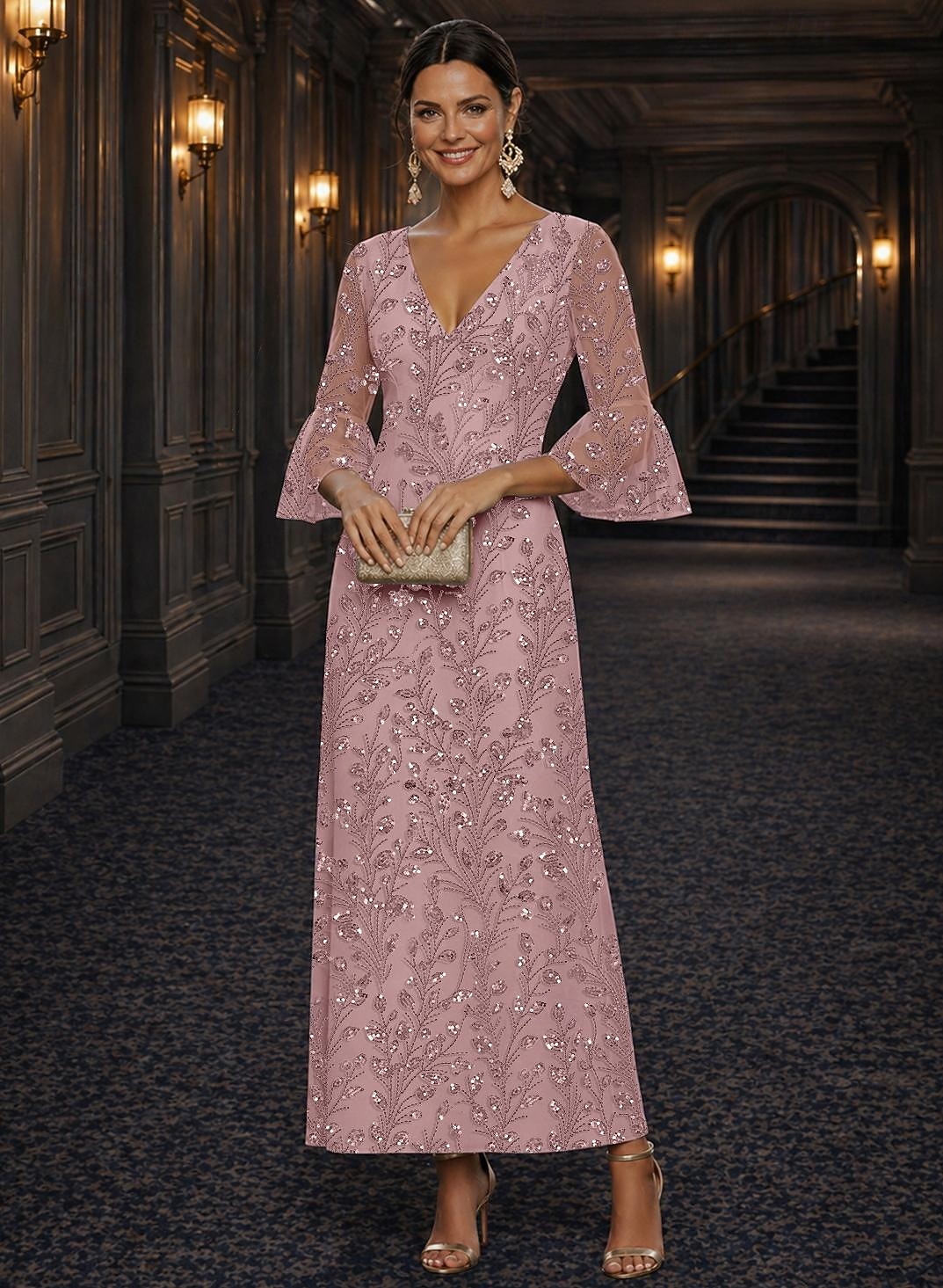 A-Line Dress Floor Length Ankle Length Cocktail Dress Mother of the Bride Dress Long Sleeve A-Line Dress Floor Length Ankle Length Cocktail Dress Mother of the Bride Dress Long Sleeve