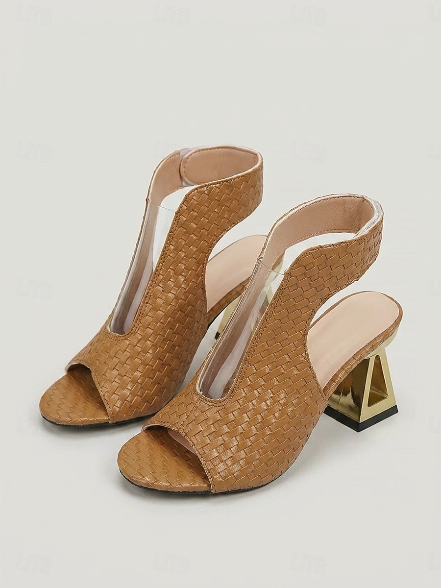 Women's Black Open Toe Sandals - Modern Faux Snake Texture Block High Heels with Clear PVC Panel for Office Work, Daily Commute & Business Casual 2026 - $32.99 –P1