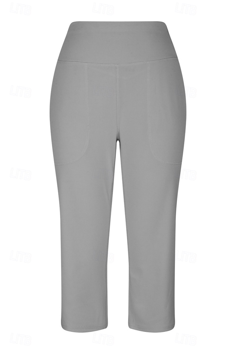 Women's Wide Leg Chinos Vacation Classic Style Basic Capris High Waist Plain Pocket Comfy Comfort Soft Stretchy Casual Gym Yoga Apricot Black White Army Green Spring Regular Fit 2026 - $8.49 –P17