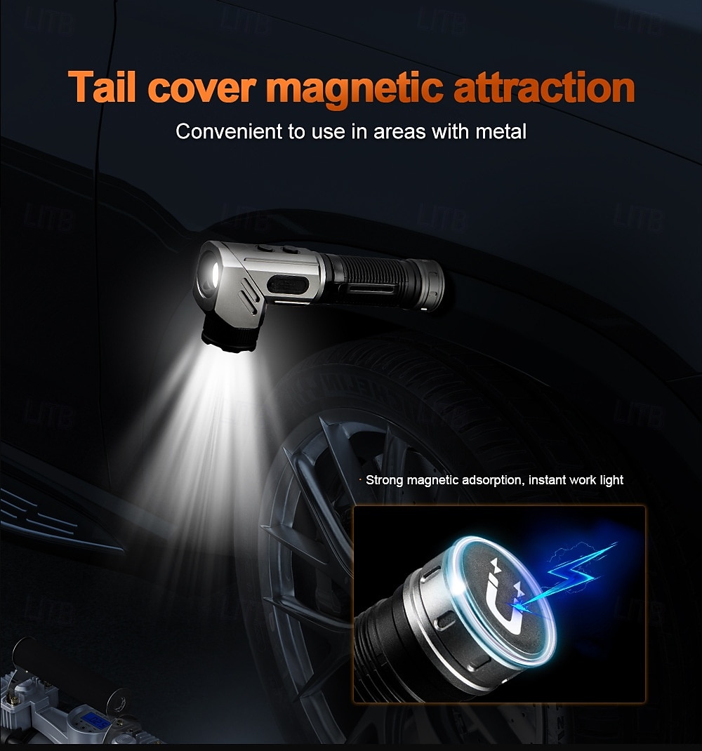 Rechargeable Tactical Flashlights 1600 High Lumens 2 Light Sources,6 Modes, 90 Degree Rotating,Waterproof Working Light with Magnetic Base for Home Emergency, Outdoor, Camping 2026 - $43.99 –P7