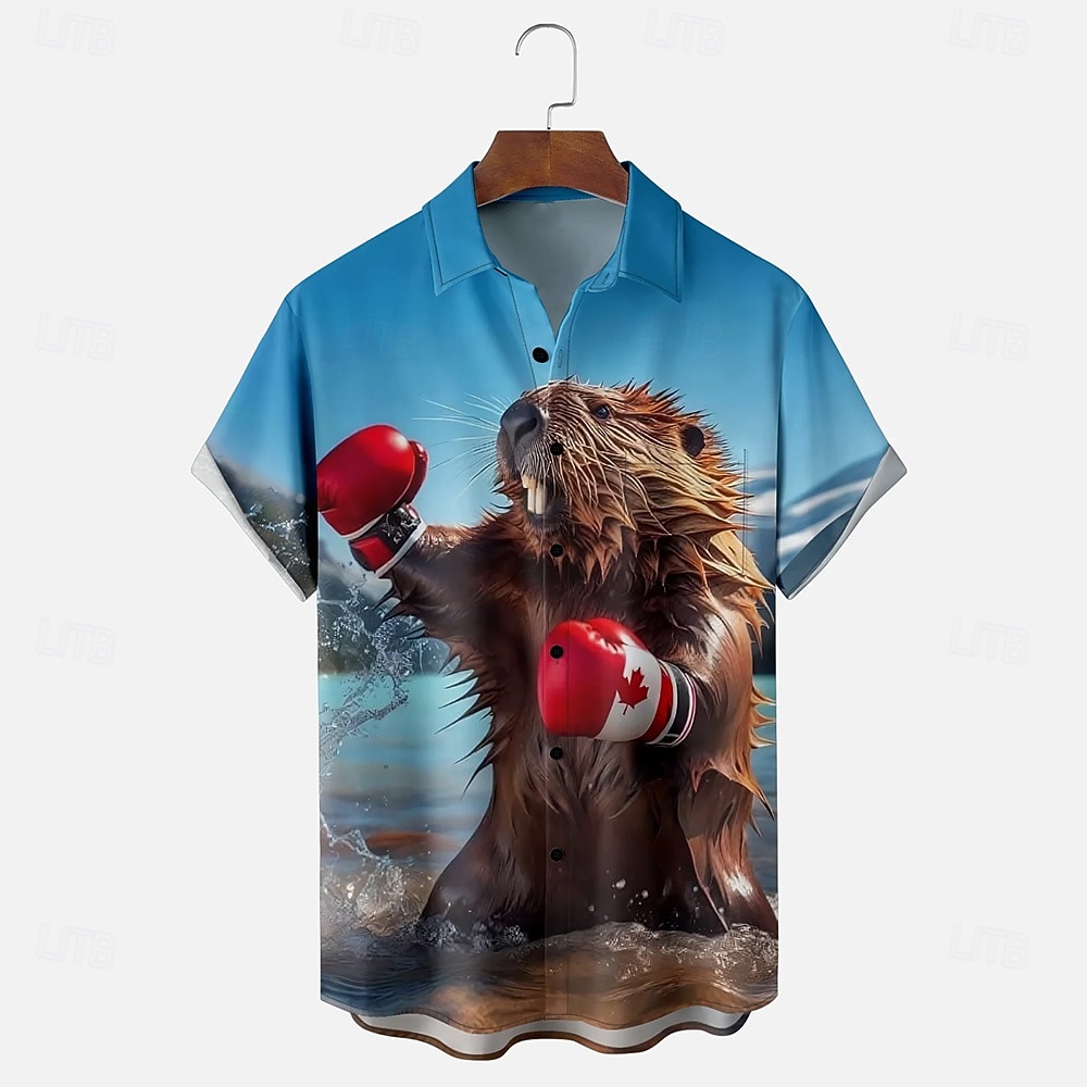 Canadadag Voor heren Esdoornblad Bever Nationale vlag Overhemd Zomer overhemd Overhemd met knopen Korte mouw Grappig Vaderlandslievend Buiten Feestdagen Zomer Lente Strijkijzer 3D-afdrukken shirts 2026 - $25.99 –P1
