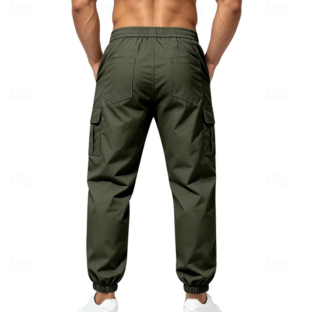 Per uomo Pantaloni Cargo Joggers Pantaloni Coulisse Elastico in vita Multi-tasche Tinta unica Antivento Comodità Quotidiano All'aperto Ferie Streetwear Elegante Cachi Nero Inelastico del 2026 a $29.99 –P17