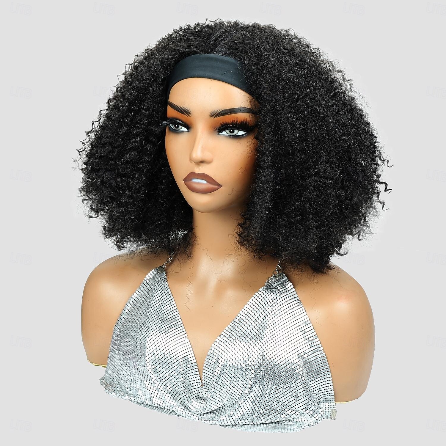 Peruca curta bob de cabelo humano, crespa e cacheada, com faixa de cabelo, densidade de 200%, 8-16 polegadas. de 2026 por $154.99 –P2
