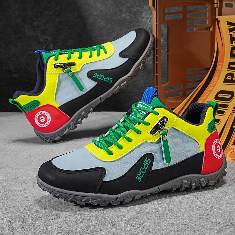 Baskets de randonnée colorblock pour homme, chaussures de trail à lacets, semelle épaisse antidérapante, idéales pour les voyages, le camping et le quotidien. de 2026 ? $32.99 –P2