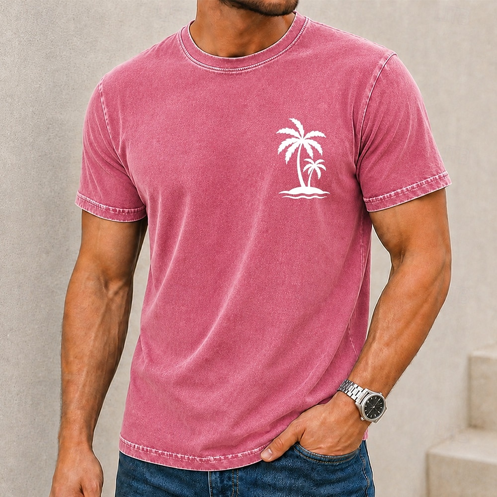 Homme Tropical Cocotier Chemise délavée à l'acide T-shirt épais Manche Courte T-shirt DTG Col ras du cou Chemise Vacances Hawaïen Quotidien Fête Bleu Rose Claire Orange Printemps & Été Vêtement Tenue de 2026 ? $27.99 –P4