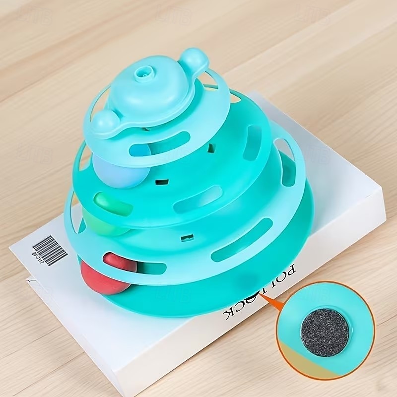 brinquedo para gato bola giratória prato de diversão para gato bastão de jogo automático para gato pena bola giratória brinquedo de torre espacial de 2026 por $22.99 –P2