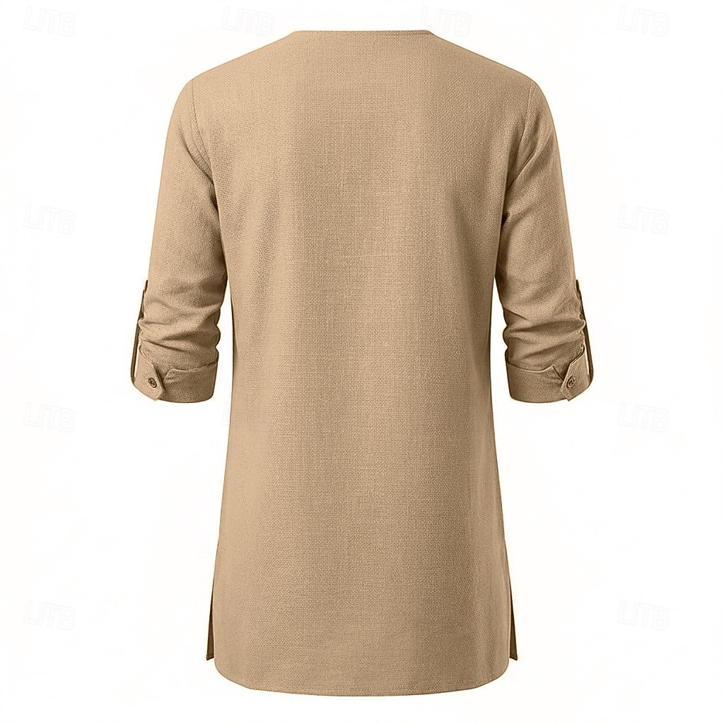 Medieval Renacimiento Camisas Sayo Larga Pirata Vikingo Mezcla con algodón y lino. Disfraz Hombre Vikingo Pirata Víspera de Todos los Santos Carnaval Rendimiento LARP Feria Ren Adulto Camisas 2026 - $25.99 –P3