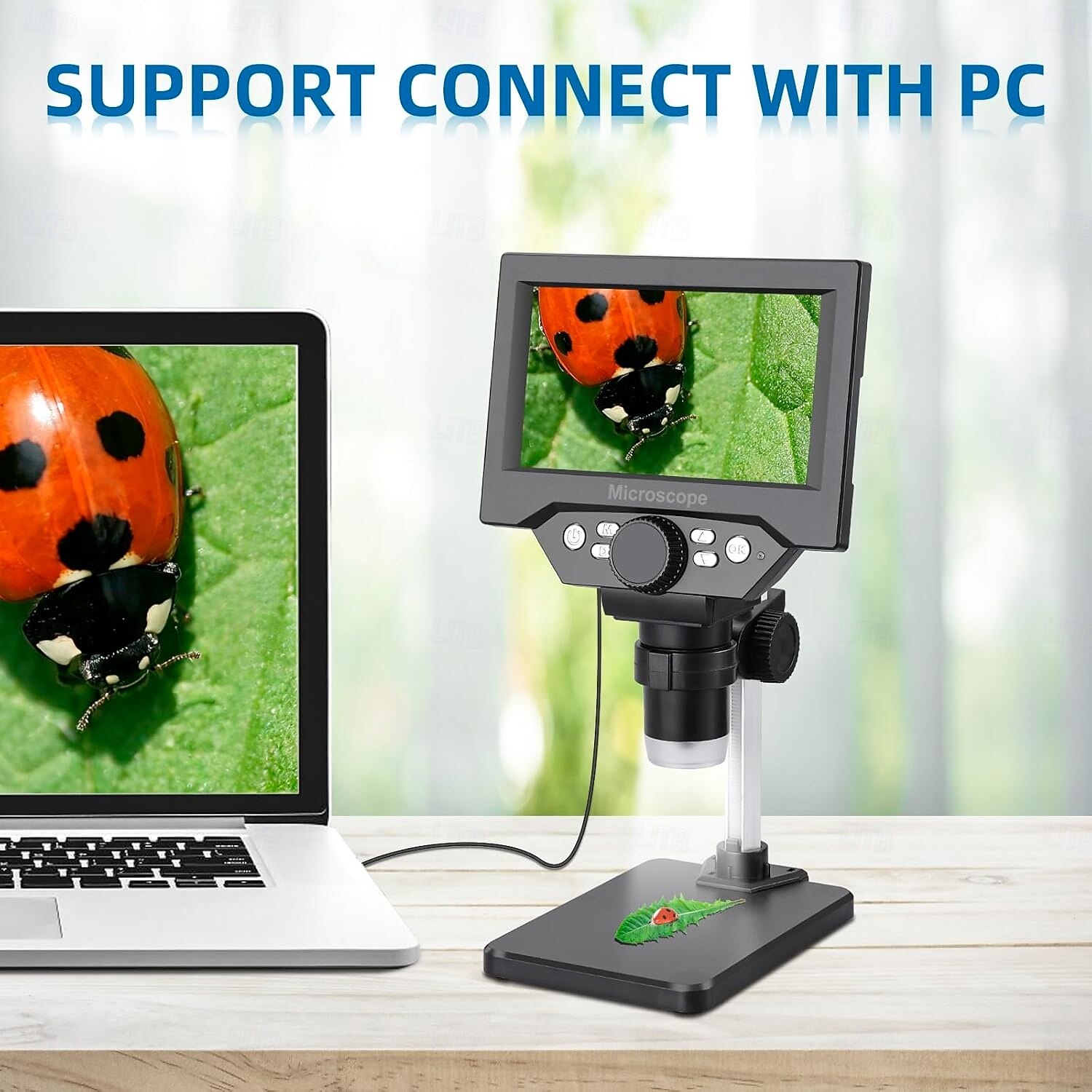 5.5 inch LCD Digital Microscope, 8MP 1-1000X Magnification, 8 LED ...