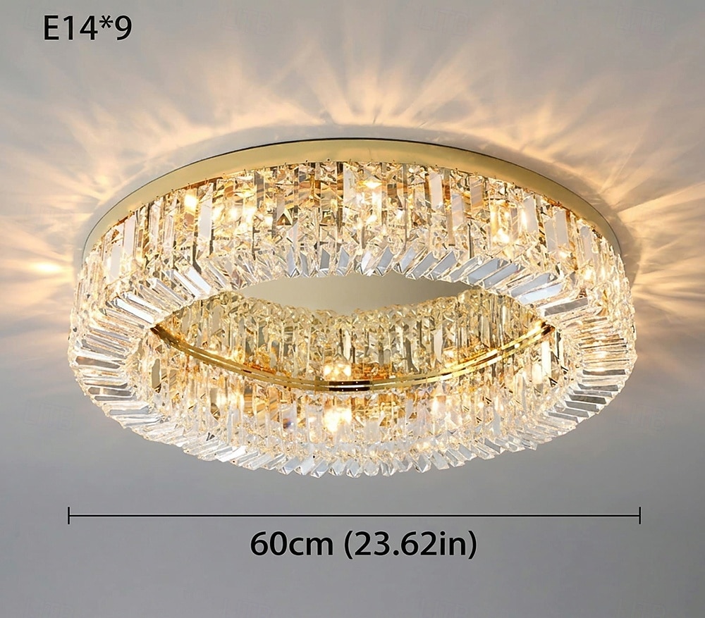 50/60/80 cm candelabro led cristal luz de teto design círculo design exclusivo luzes de montagem embutida led de aço inoxidável estilo nórdico 110-120v 220-240v de 2026 por $567.09 –P7