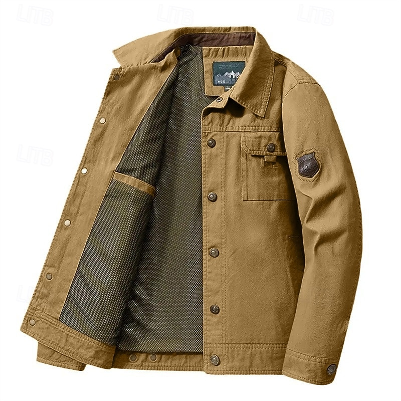 Men's Lightweight Jacket Cargo Jacket Casual Jacket Daily Vacation Wearable Pocket Spring Fall Plain Fashion Classic Lapel Regular Navy Blue Khaki Army Green Jacket 2026 - $46.99 –P4