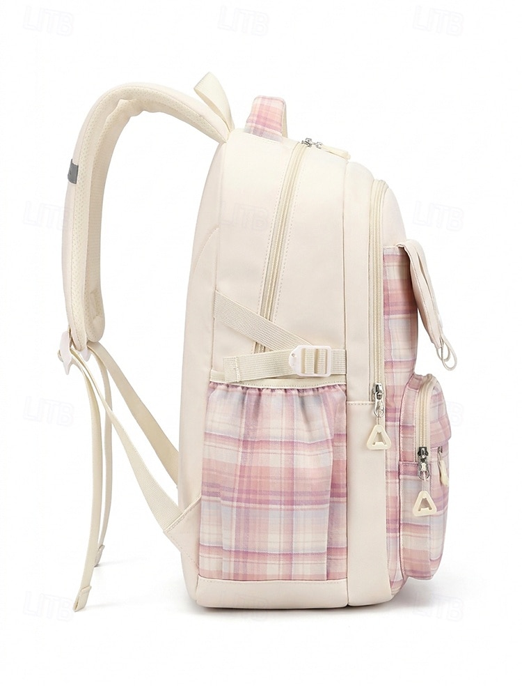 Girls Plaid Backpack for School, Large Capacity Multi Pocket Polyester Bookbag, Cute Pink Travel School Backpack with Laptop Compartment, Water Resistant for Elementary & Middle School 2026 - €36.99 –P6