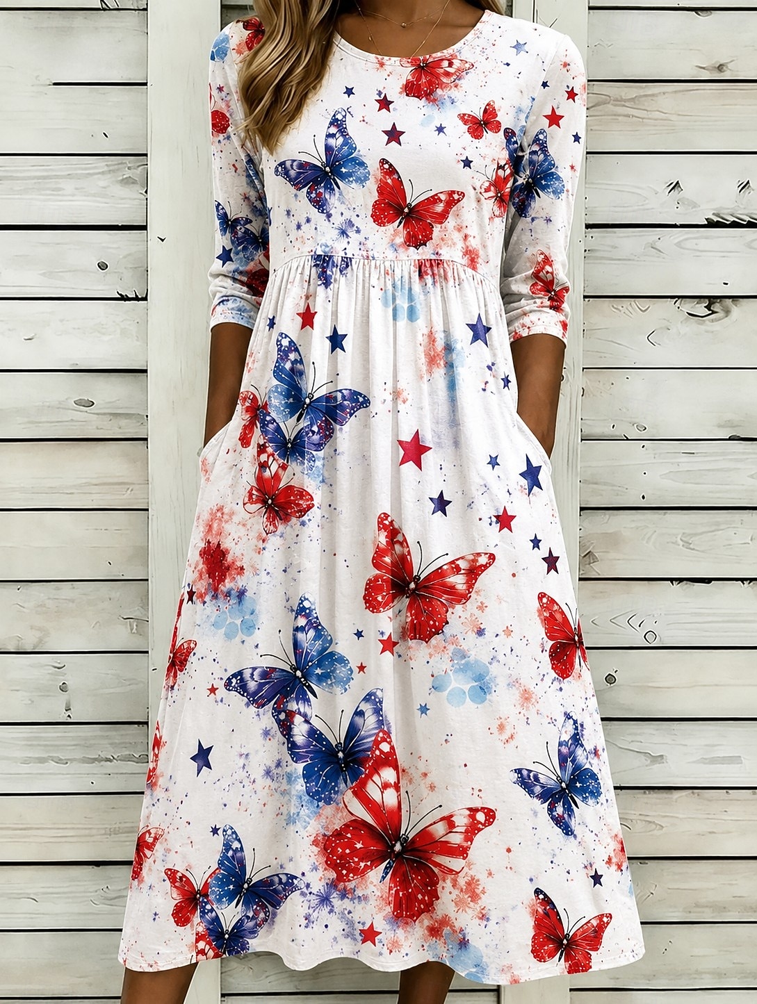 Giorno dell'Indipendenza Americana Per donna Abito Midi Abito a Tubino Vacanza Festa Casual Quotidiano Abito Estivo Abito Primaverile Vestibilità regolare Floreale Grafico Bandiera Americana Manica del 2026 a $29.99 –P1