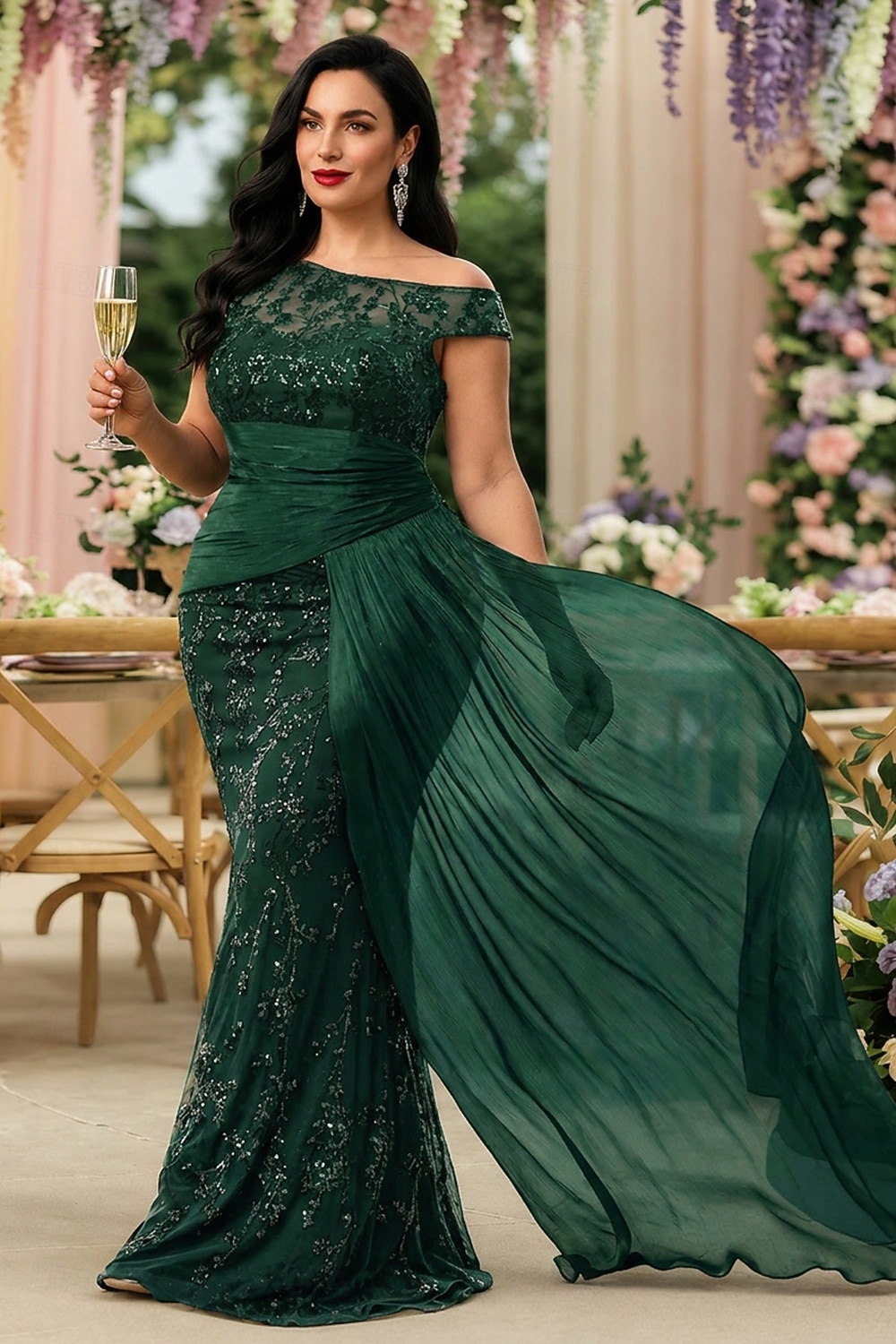 Schlauchkleid Bodenlang Abschlussballkleid Perlenbestickt Partykleid Brautmutterkleid Kurzarm Rundhalsausschnitt Elegant Vintage luxuriös Formeller Abend Hochzeitsfeier mit Perlenstickerei 2026 - $114.99 –P4