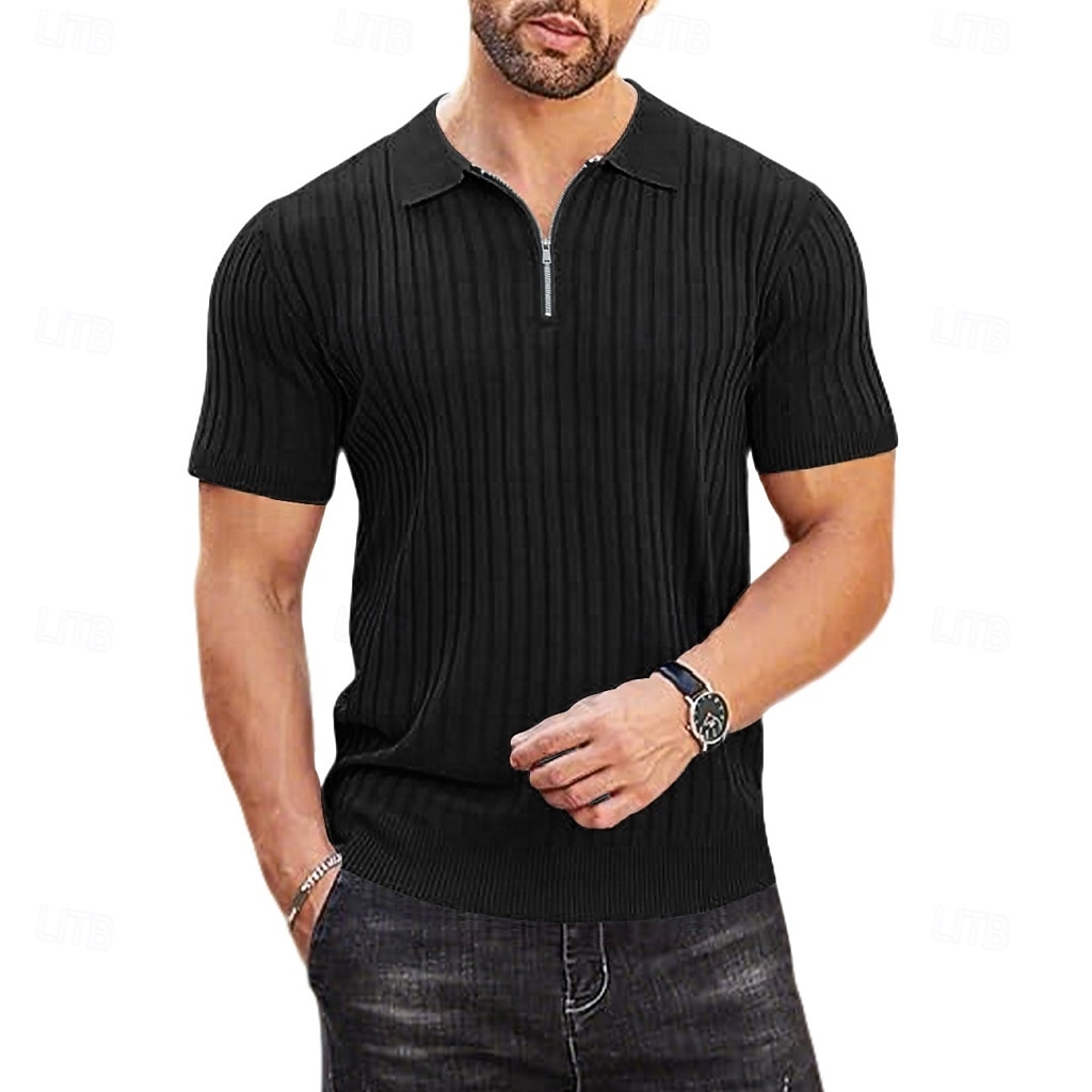 Pánské Polokošile Polo na zip Ležérní Denní Klopa Krátký rukáv Módní Základní Bez vzoru Lehká váha Čtvrtletní zip Léto Jaro Černá Bílá Námořnická modř Khaki Armádní zelená Polokošile 2026 - $24.99 –P11