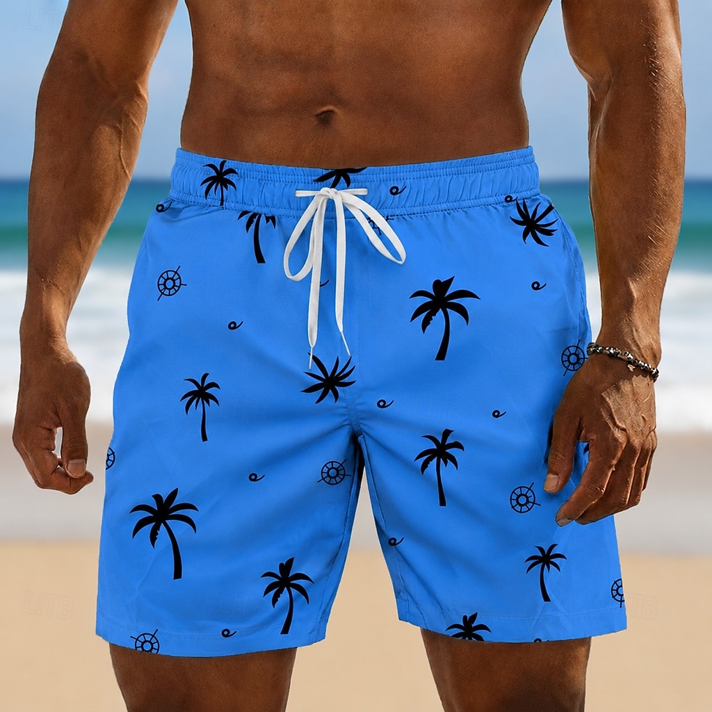 Herren Kokospalme Tropische Pflanzen Badehosen Badeanzüge Badeshorts Boardshorts Mittlere Taille Hawaiianisch Täglich Strandurlaub Seitentaschen Netzfutter Elastischer Kordelzug in der Taille Designer 2026 - $20.99 –P3