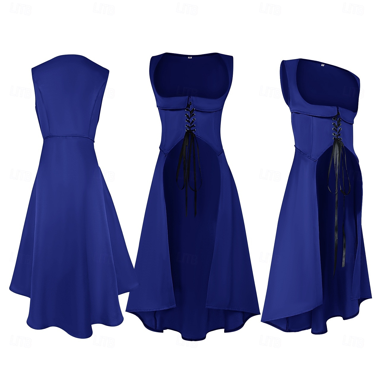 Retro vintage Middeleeuws Renaissance Tot de enkel Jurken Lijfje Mouwloos Boers Veters Kostuum Dames Fantasie Halloween Carnaval Renaissance beurs LARP Volwassenen Kleding 2026 - $44.99 –P7