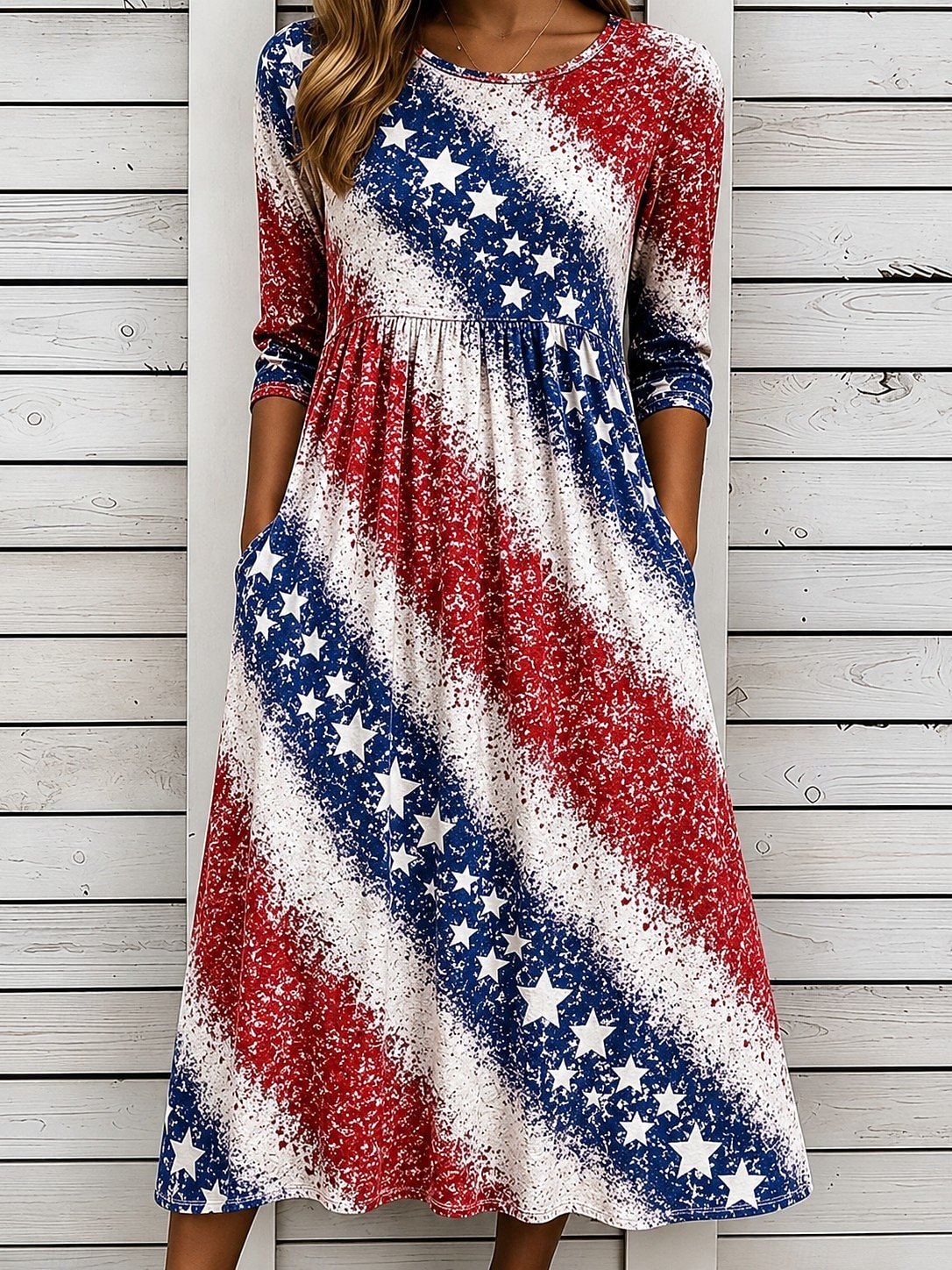 Giorno dell'Indipendenza Americana Per donna Abito Midi Abito a Tubino Vacanza Festa Casual Quotidiano Abito Estivo Abito Primaverile Vestibilità regolare Floreale Grafico Bandiera Americana Manica del 2026 a $29.99 –P2