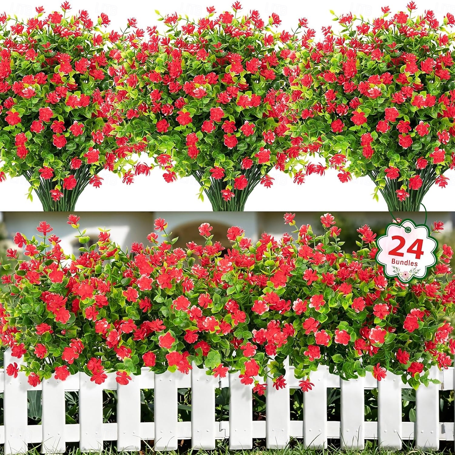 24 Bundles Artificial Flowers for Outdoors Decoration Fake Flowers UV Resistant Faux Plastic Greenery Eucalyptus Plants for Spring Summer Garden Patio Indoor Outdoor Home Decor, Multicolor 2026 - $36.99 –P10