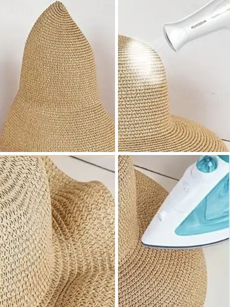 Chapeau de soleil bohème en paille pour femme, chapeau de plage pliable multicolore avec nœud papillon, chapeau à larges bords portable pour une tenue décontractée de 2026 ? $11.99 –P12