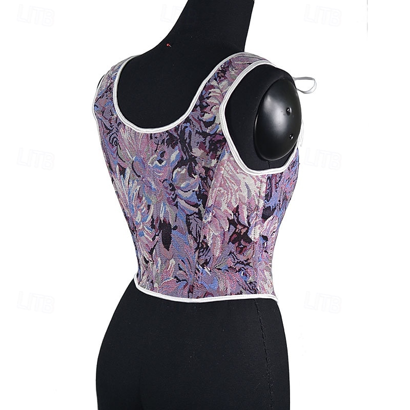 Medieval Renaissance Cottagecore Corset Overbust Corset Bodice Lace up Floral Fancy Dress Women's Fantasy Halloween Carnival Casual Daily Renaissance Fair LARP Adults' Corset Spring & Summer 2026 - $43.99 –P8