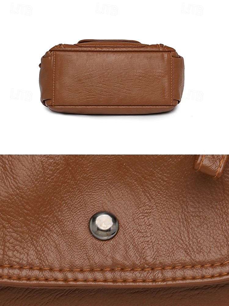 Bolsa transversal feminina em couro sintético, com vários bolsos, bolsa de ombro espaçosa com alça ajustável, bolsa mensageiro vintage macia para viagens, férias e uso casual diário. de 2026 por $18.99 –P10