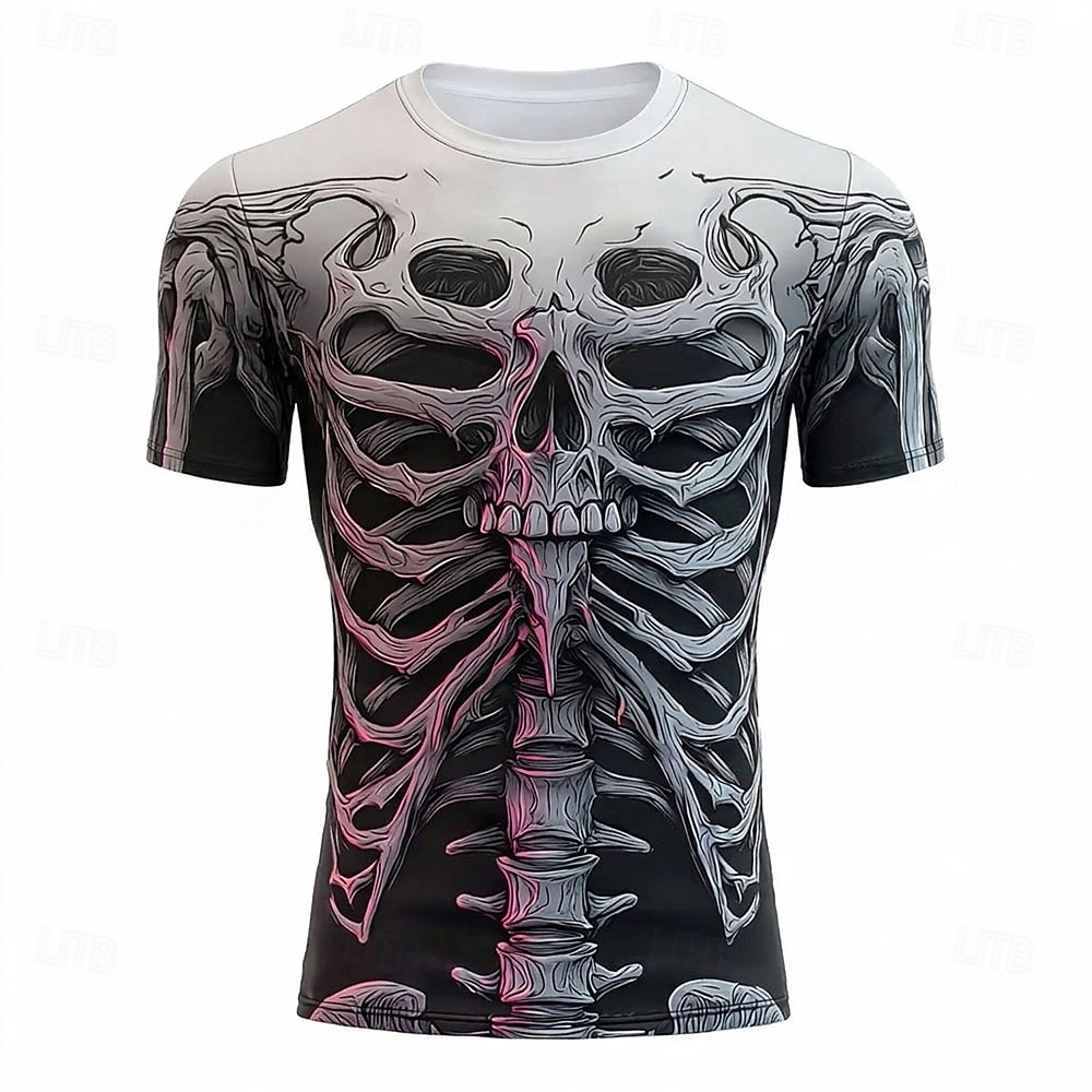 Men's Skull Bone T Shirt Short Sleeve T shirt 3D Print Crew Neck Shirt Gothic Street Dark Party White 1 Black White All Seasons Clothing Apparel S M L XL XXL XXXL 2026 - $18.99 –P4