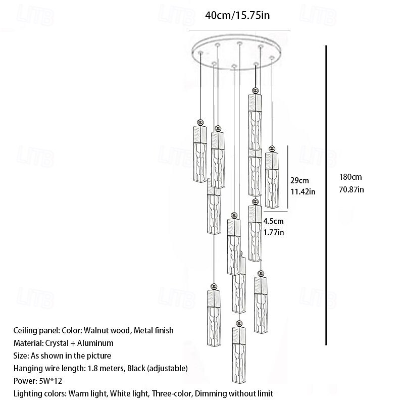 10 cm Variable Lustre Cristal Moderne 110-240 V de 2026 ? $103.99 –P7