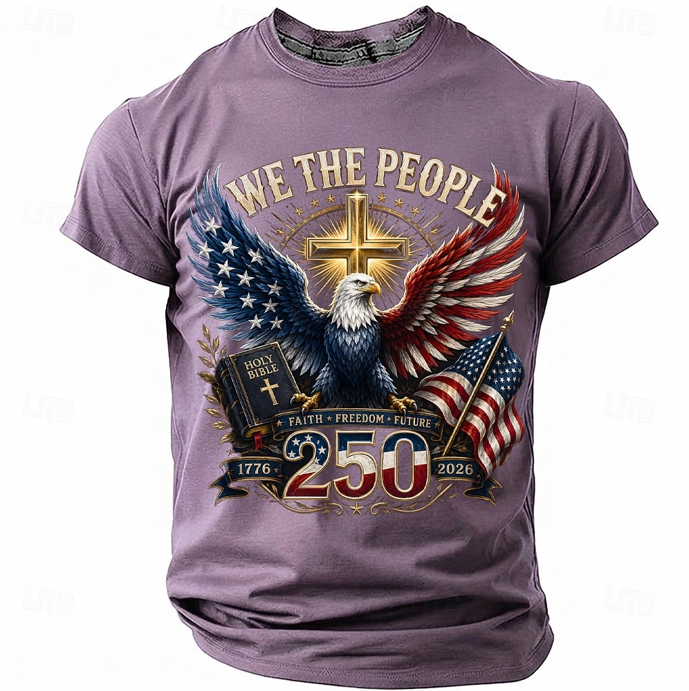 4 de julio de 2026, 250 aniversario Hombre Águila Bandera de EE. UU. Camiseta Manga Corta Camiseta Impresión 3D Cuello Barco Camisa Patriótico Diario Festival Azul Piscina Negro Blanco Verano 2026 - $18.99 –P5
