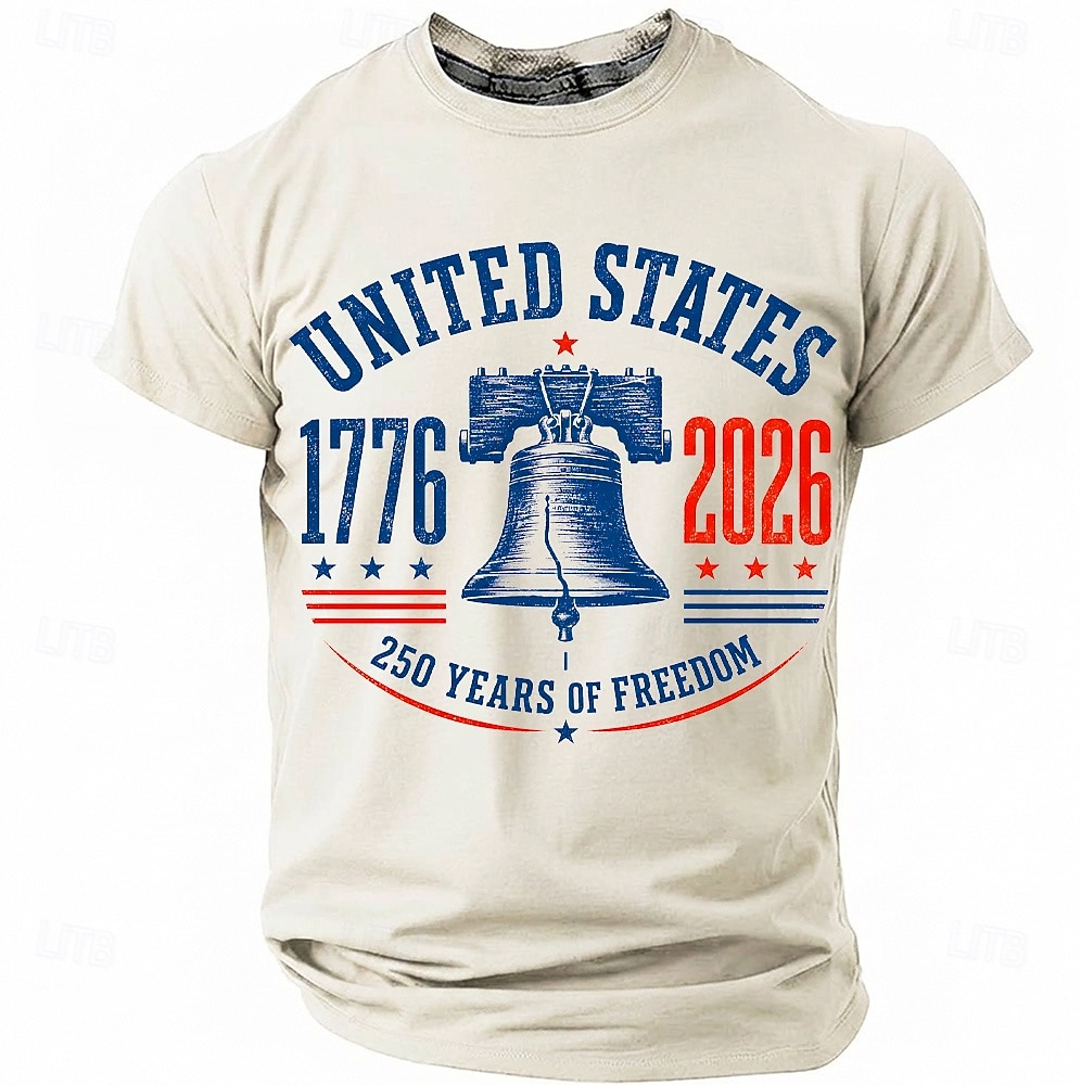250 aniversario, 4 de julio, '250 años de libertad', campana de la libertad, Estados Unidos, 1776-2026, camiseta patriótica vintage para hombre, cuello redondo, manga corta, regalo del Día de la 2026 - $18.99 –P1