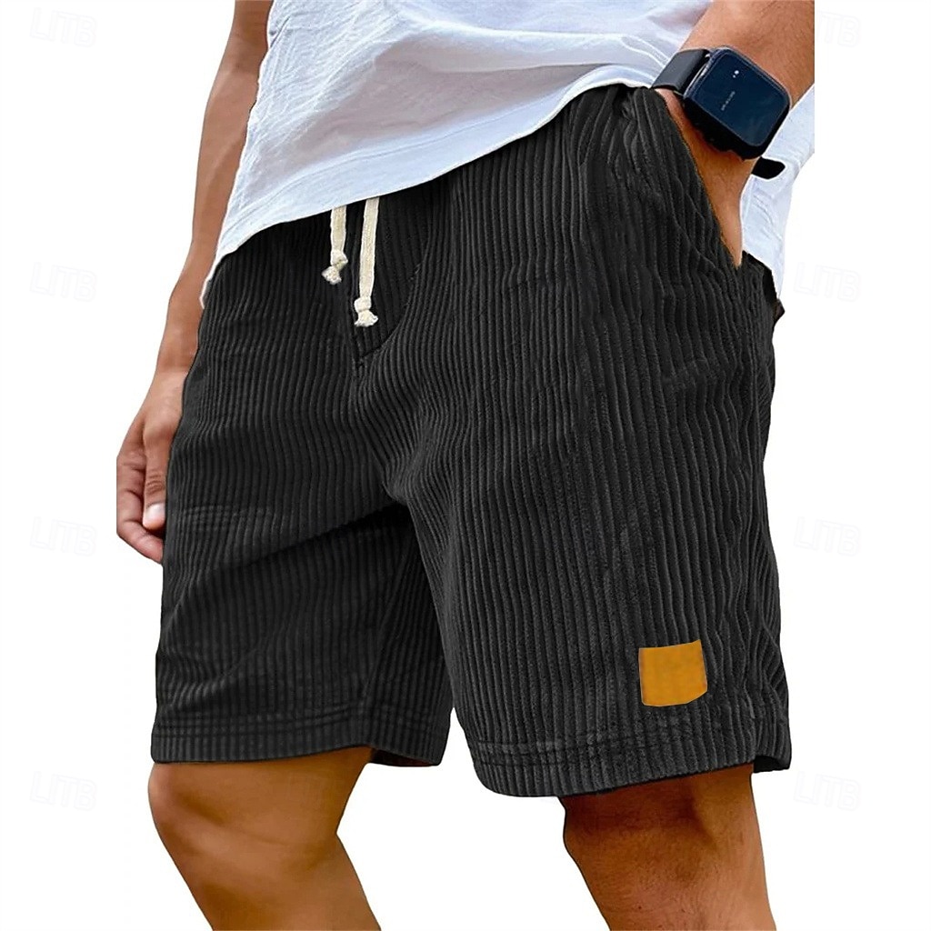 Homens Calção Shorts casuais Shorts de veludo cotelê Com Cordão Cintura elástica Côr Sólida Conforto Comprimento do joelho Diário Ao ar livre Streetwear Férias Moda Cáqui Preto Micro-Elástica de 2026 por $21.99 –P8